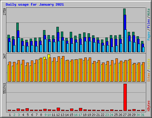 Daily usage for January 2021